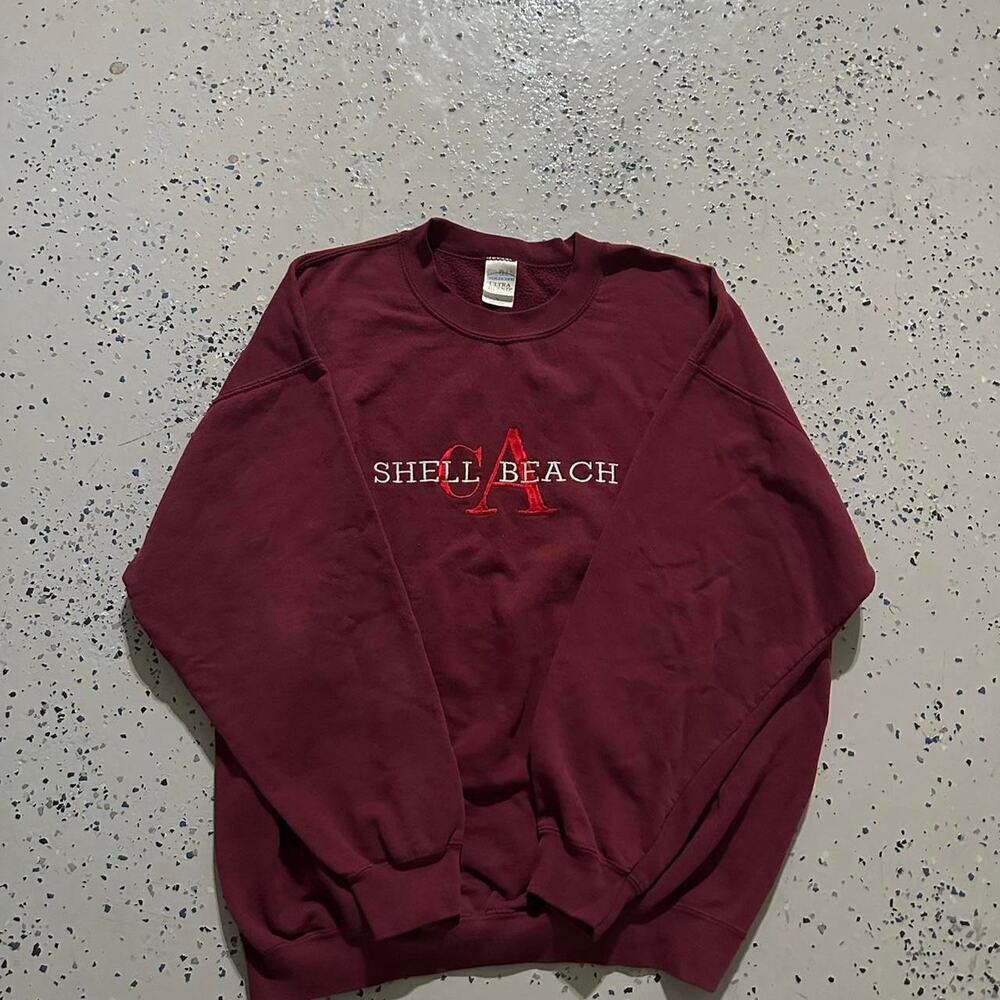 Vintage Gildan Seal Beach California Burgundy Sweater